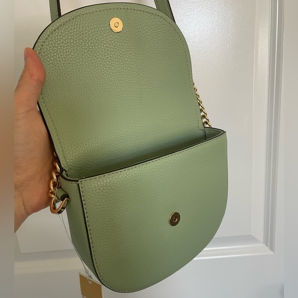 NWT Michael Kors Jet Set Small Half Dome Crossbody Leather Bag Green $198 - Picture 11 of 11